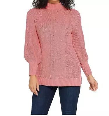 Isaac Mizrahi Live! Bishop Sleeve Engineered Stitch Sweater Creamy Blush Medium • $22.49