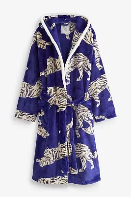 Next Ladies Purple Tiger Design Supersoft Robe Dressing Gown Bnwt - S M L • £33.99