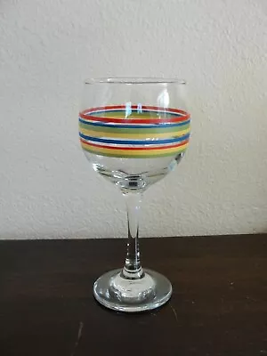 Vintage Libbey Mambo Fiesta Wine Beverage Glass Striped Glassware • $7.99