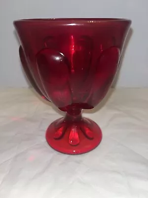 Viking Ruby Red Six Petal Glass Candy Pedestal Bowl Dish • $18