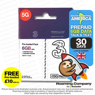 🚀 LATIN AMERICA 30DAY DATA TALK TEXT 4G 5G 6GB Prepaid Travel SIM Brazil • $21.49