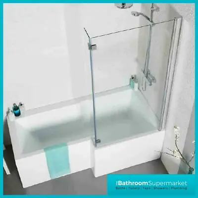 Left & Right Hand L Shaped Shower Bath & Screen 1700mm White Acrylic Bath Panels • £299