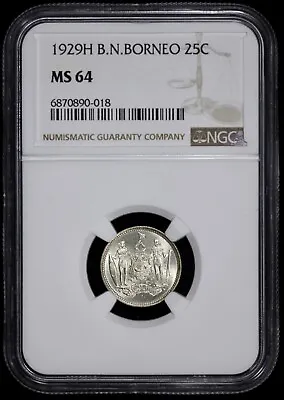 1929 British North Borneo 25c NGC MS 64 • $250