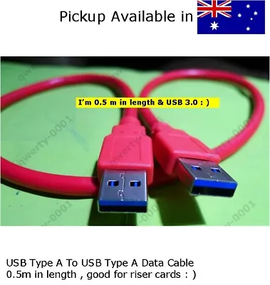 $3.76 • Buy USB 3.0 Data Type A Male To Male 0.5 M Metre Cable,good For Mining Riser Card