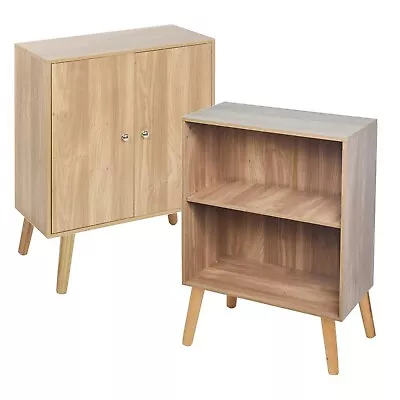 2 Tier Wooden Storage Bookcase Scandinavian Style Legs Living Room Bedroom Shelf • £29.99