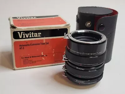 VIVITAR Extension Tube Set AT-3 36mm 20mm 12mm For NIKON F Mount W/ BOX  • $18.99