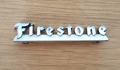 VINTAGE ADVERTISING 'FIRESTONE' METAL EMBLEM 2 5/8  Long • $18.88