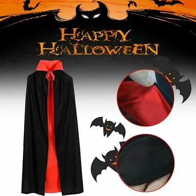 Halloween Vampire Cape Kids/Adult Black Red Dracula Cloak Fancy Dress Costume • £5.69