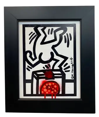 Keith Haring Red Lucky Strike Graffiti Street Pop Art Original Painting (1987) • $300