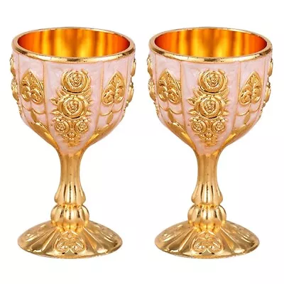 Goblet Metal Chalice Cup Wine Goblets Chalices 2x Retro Delicate • $9.98