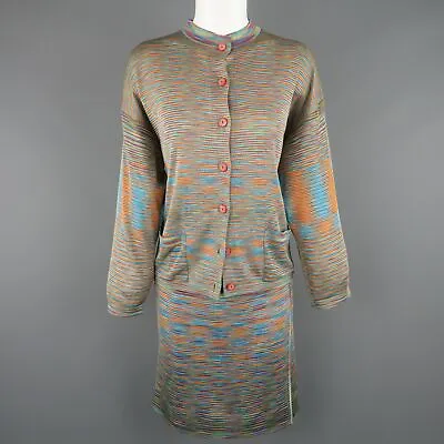 MISSONI Size 8 Multi-Color Rayon Knit Cardigan Skirt Set • $386