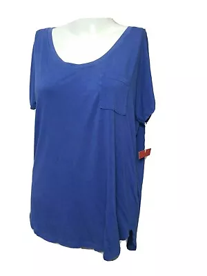 MOSSIMO Women NEW SMALL Loose Pocketed Solid Blue Short Sleeve T-SHIRT(#h • $9.99