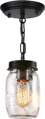 Glass Mason Jar Light Fixtures 1-Light Kitchen Island Pendant Lighting Fixture  • $42.28