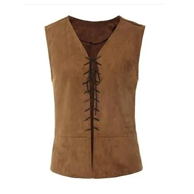 Men's Renaissance Pirate Costume Medieval Gothic Steampunk Lace Up Vest • $20.16