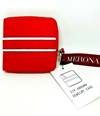 Merona Zip Around Traveler Jewelry Case Wallet Portable Organizer Red Or Grey • $8.25