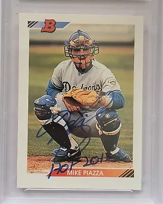 1992 Bowman #461 RC Mike Piazza Autograph Signed Dodgers  Hof 2016  Inscription • $499.99