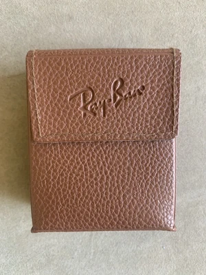 $15 • Buy Ray Ban Case Leather Brown Foldable Box Designer Unisex Vintage