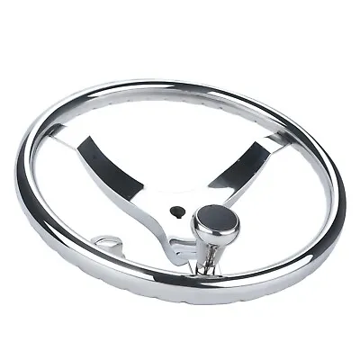 13-1/2  Boat Steering Wheel Stainless Steel 3 Spokes With Tapered Knob 5/8  Nut • $85.40