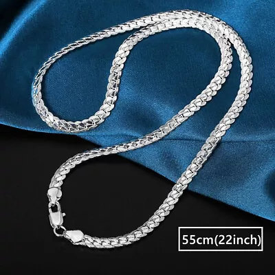 925 Sterling Silver 5MM Sideways Chain Necklace For Men Women Jewelry Gift • $7.99