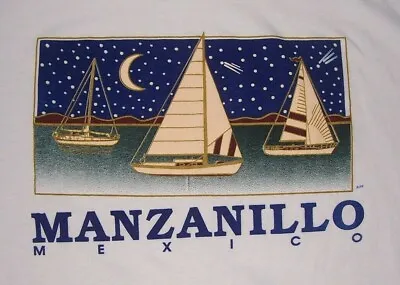 Vintage 90's Manzanillo Mexico Sailboat Print T Shirt Men's XL NWOT • $16