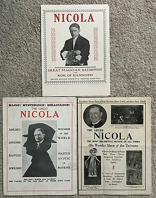 Vintage Magician The Great Nicola Magic Show Advertising Brochures Programs Lot • $99