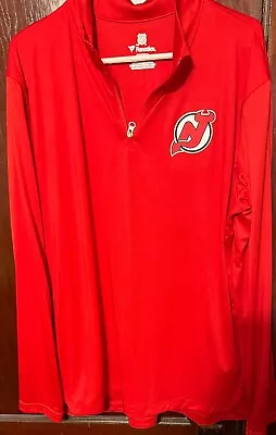 Fanatics Mens NHL New Jersey Devils Red LS 1/4 Zip Shirt Size XL NEW WITH TAGS • $29.99