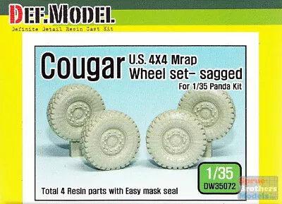 DEFDW35072 1:35 DEF Model US Cougar 4x4 MRAP Sagged Wheel Set (PAN Kit) • $26.99