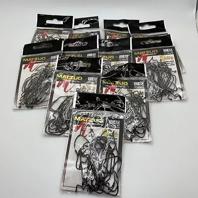 Lot Of 11 Matzuo Sickle X-Wide J-Bend Worm Hook Size 4/0 Black 25-Count (275) • $21.97