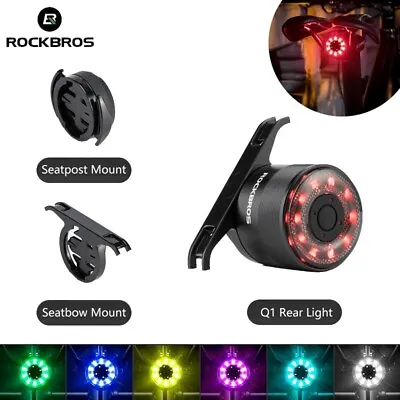 ROCKBROS Bicycle Light Rear Bike Taillight Waterproof USB Rechargeable 7 Colors • $20