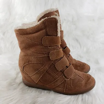 SKCH+3 By Skechers Brown Casual Inner Wedge Heel Boots Womens Sz US 9.5 EUR 39.5 • $26.99