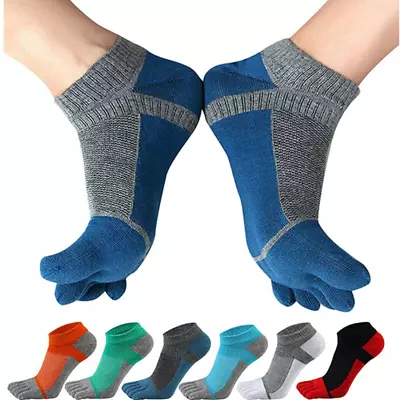 6 Pairs Five Finger Toe Sport Athletic Crew Casual Solid Ankle Cotton Men Socks • $14.99