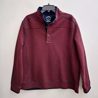 Carbon 2 Cobalt 1/4 Button Sweater Men Large Red Pullover Long Sleeves Mock Neck • $29.99