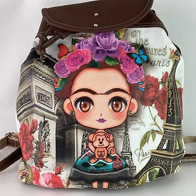 $39.99 • Buy Mexican Artesania Frida Kahlo Backpacks Mochilas Animated Female Artist Bag 