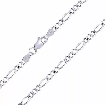 10K Solid White Gold Figaro Necklace Chain 6mm 20-30  - Polished Link Men Women • $969.41