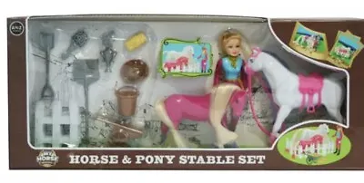 £11.99 • Buy Pony & Horse Doll PLAY SET Little Play Toy Girls Toy Gift Princess Stable Fence