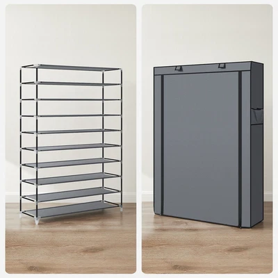 $74.40 • Buy SONGMICS 10-Tier Shoe Rack Storage Cabinet With Dustproof Cover Gray