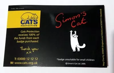 Pin Badge Simons Cat - Paws Upwards (Cats Protection Charity Listing) • £2.50