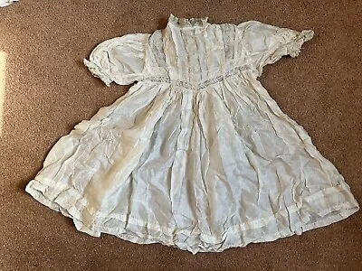 £25 • Buy Antique Edwardian Hand Sewn Cream Silk Baby's Dolls Christening Gown Dress