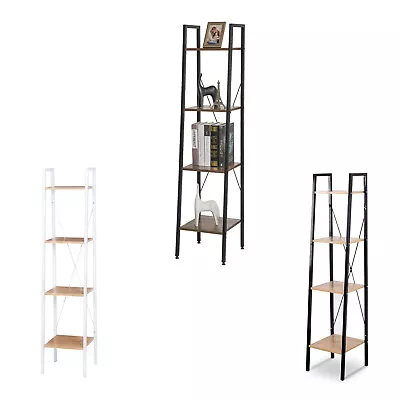 4Tier Stand Shelf Storage Plant Display Book Rack Ladder Shelving Home MDF Metal • £28.99