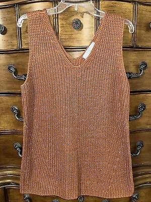 $18 • Buy LOFT Plus Size 14 Sleeveless Sweater Chunky Knit V Neck Rust