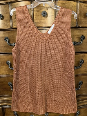 $18 • Buy LOFT Plus Size 14 Sleeveless Sweater Chunky Knit V Neck Rust