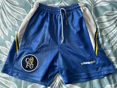 Kids Vintage 1997-99 Chelsea FC Umbro Shorts Blue - Age 9-11 • £23.99