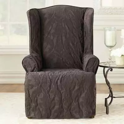 Sure Fit Matelasse Damask Espresso Wing Chair Slipcover NEW Stock B • $55