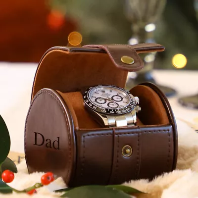 Personalised Leather Watch Box Holder Case Mens Gift Birthday Present For Him • £16.99