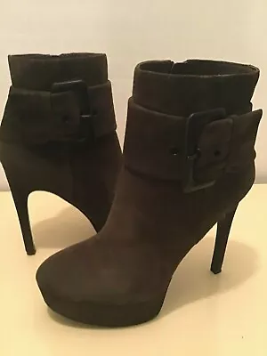 Via Spiga Women Charcoal Gray Suede Platform Boots Size US 8 Euro 39 • $45