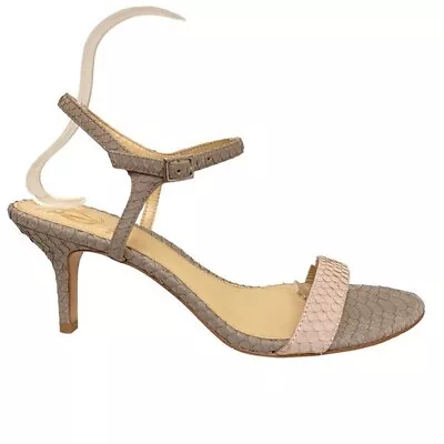 VC Signature Vi-Alcine Tan Blush Leather Snakeskin Heels Size 9 • $25