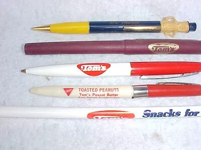Lot 5 Vintage Tom's Peanut Logo Ink Pens & Pencil & Planter's Lance JarGordons • $22