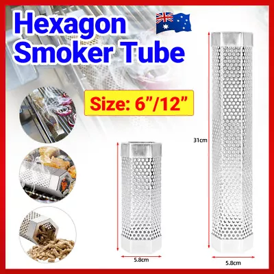 Hexagon BBQ Smoker Tube Stainless Steel Grill Accessory Smoking Box Long Lasting • $16.99