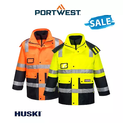 SALE Portwest Huski Venture Jacket 4-in-1 Waterproof SAfety Taped Work K8106 • $149.95