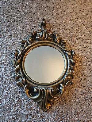 Vintage Mid Century Hollywood Regency Gold Plastic Wall Hanging Mirror 18  X 12  • $29.99